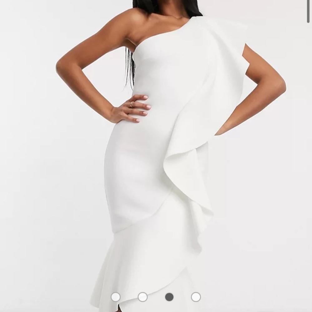 Lavish Alice One Shoulder Ruffle Scuba Neoprene Dress Size 10